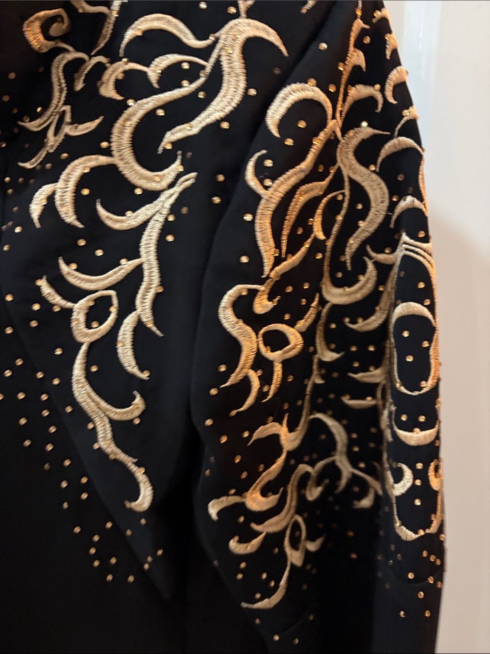 Formal Black and Gold Embroidered Long Dress / Abaya - Picture 4 of 8